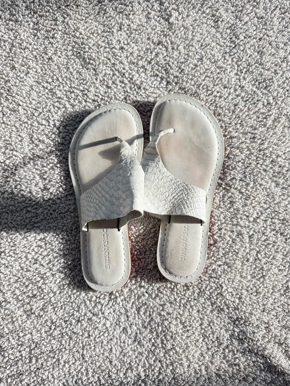 Bernardo  White Textured Toe-Post Sandals
